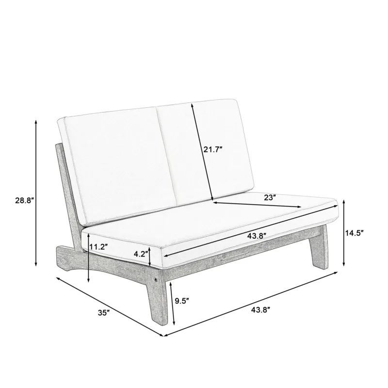 Elysian Modern Wooden Outdoor Armless Loveseat - Image 4