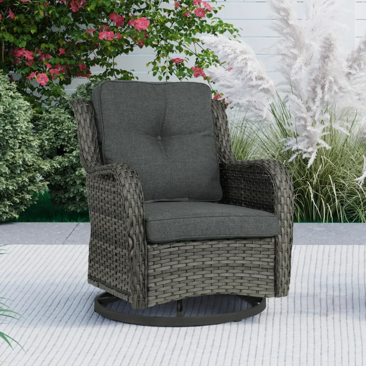 Outdoor Avalise Rocker Metal Chair with Cushions - Image 4