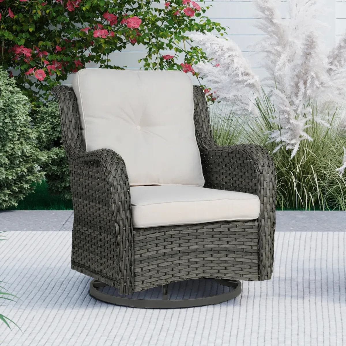 Outdoor Avalise Rocker Metal Chair with Cushions - Image 3