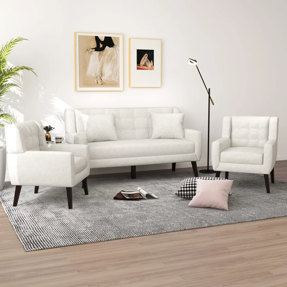 Marven 63" Button Tufted Upholstered Loveseat - Image 2