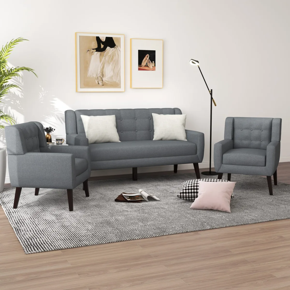 Marven 63" Button Tufted Upholstered Loveseat - Image 4