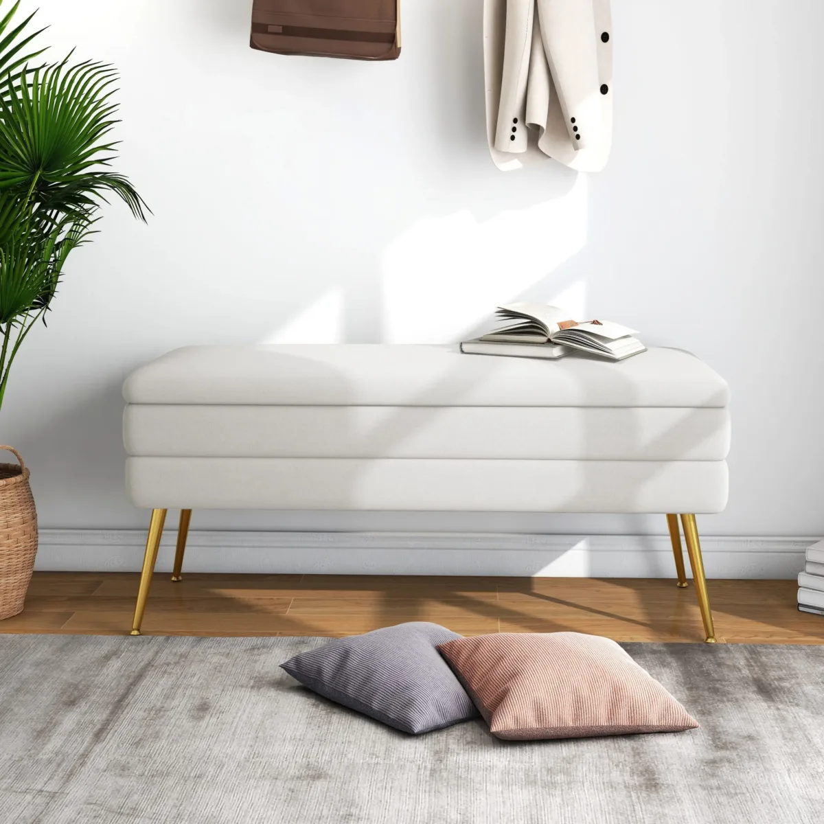 Jakailyn Velvet Upholstered Storage Bench - Image 3