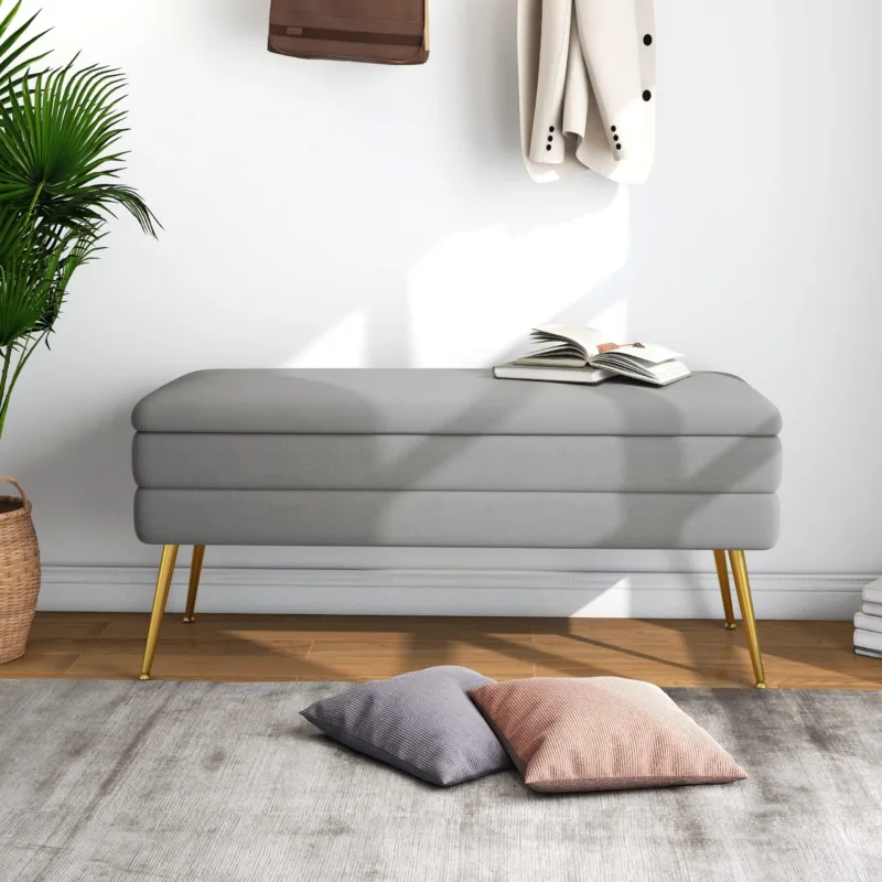 Jakailyn Velvet Upholstered Storage Bench - Image 2
