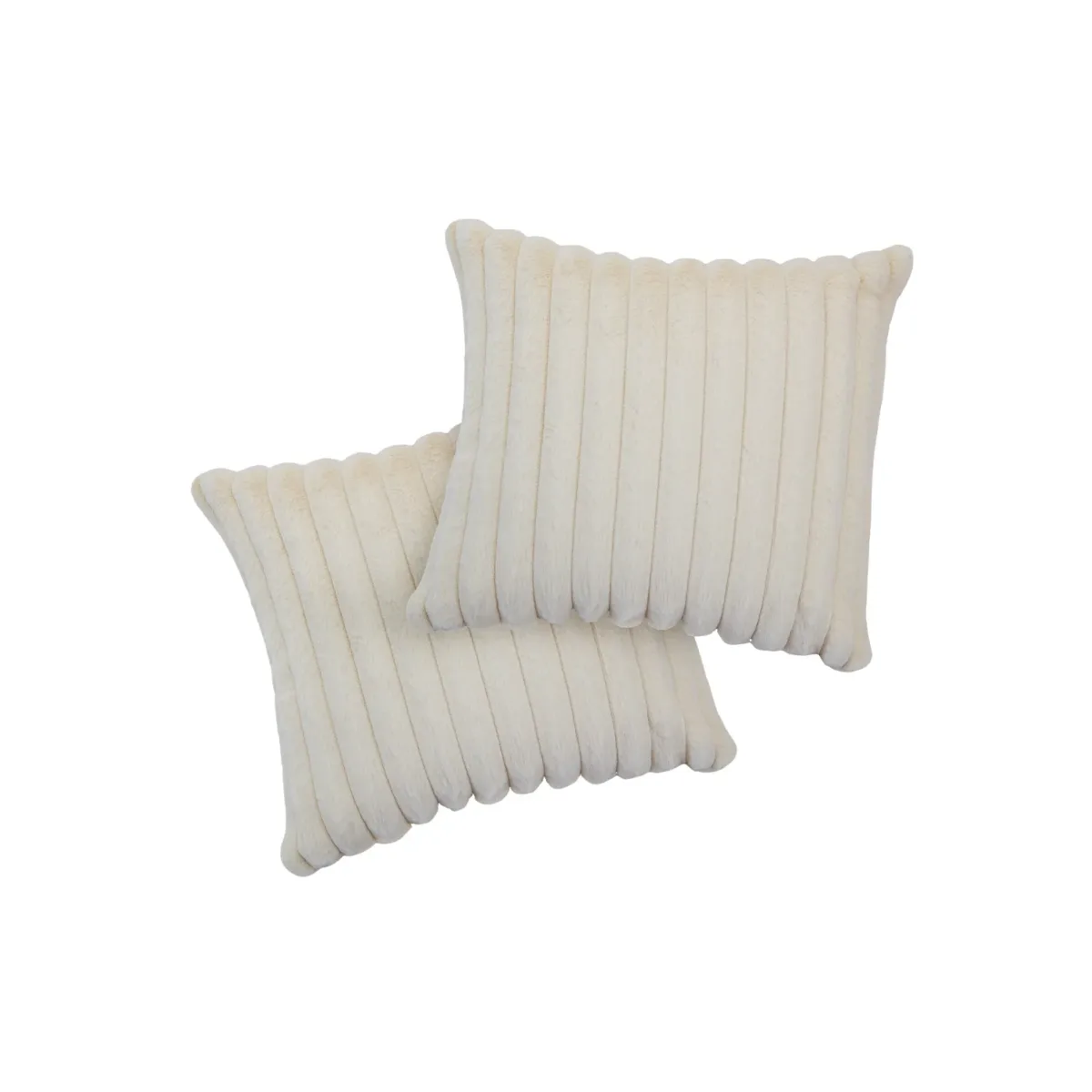 Deconov Upholstered Rabbit Fur Throw Pillow (Set of 2) - Image 1