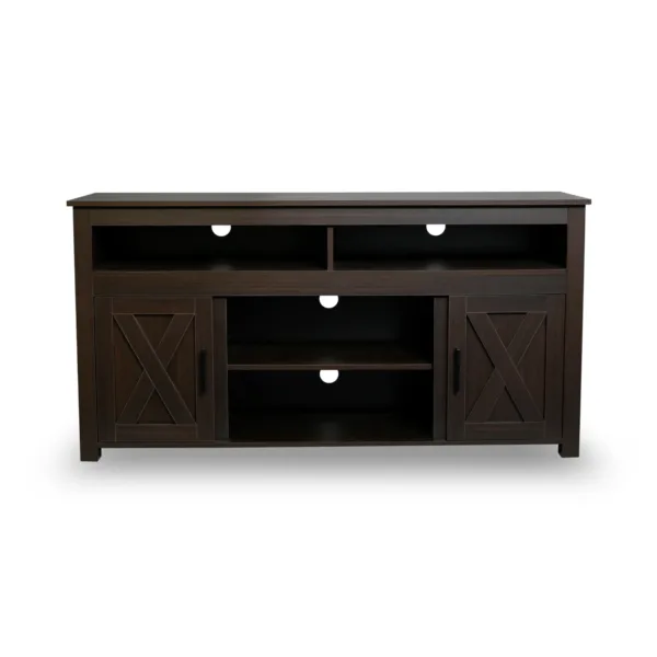 57.8" Wood Tv-Stand With Barn Doors For Tvs Up To 60"