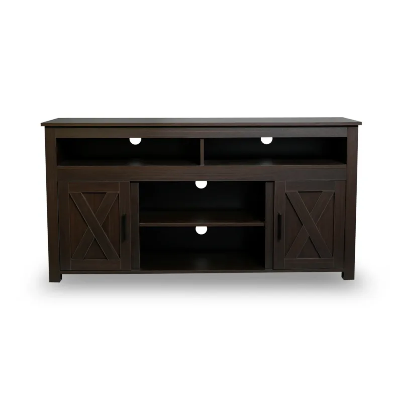 57.8" Wood TV-Stand With Barn Doors For Tvs Up To 60"