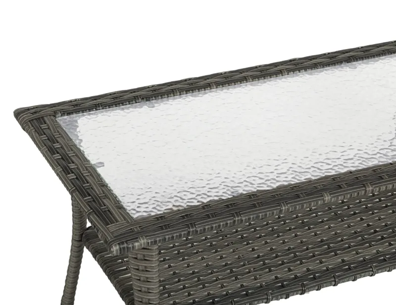 Outdoor Wicker Frame Table With Glass Top - Image 7