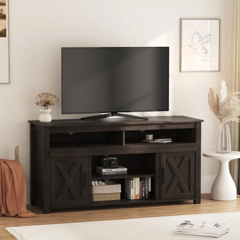 57.8" Wood TV-Stand With Barn Doors For Tvs Up To 60" - Image 3