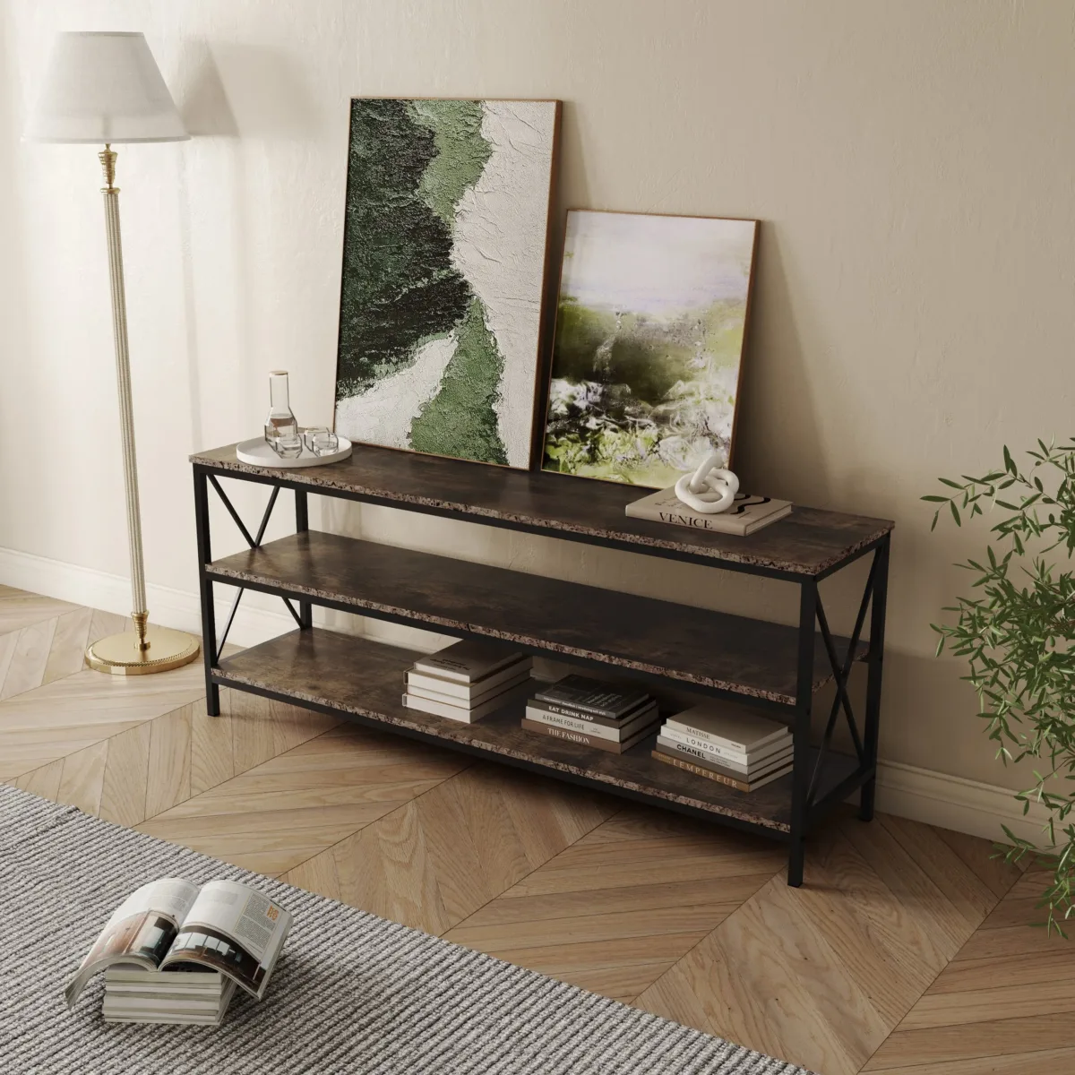 Youssouf 57.9" Wood TV-Stand For TVs Up To 60" - Image 4
