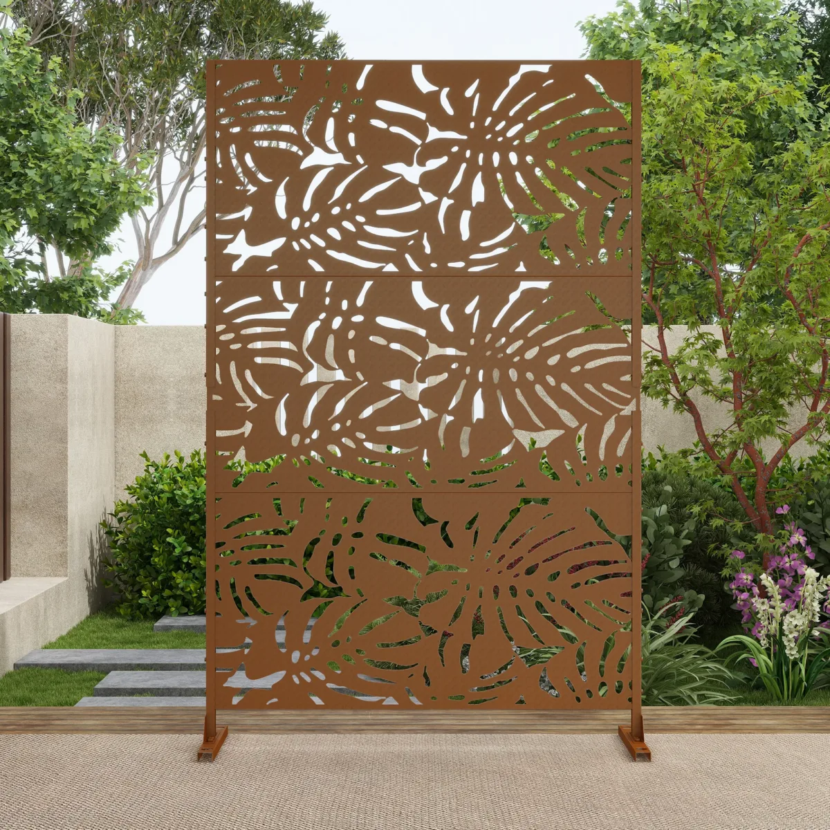 6 ft. H x 4 ft. W Stanaford Durable Metal Privacy Screen with Decorative Patterns - Image 2