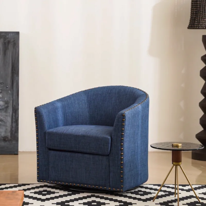 Alworth Nailhead Trims Swivel Barrel Chair - Image 2