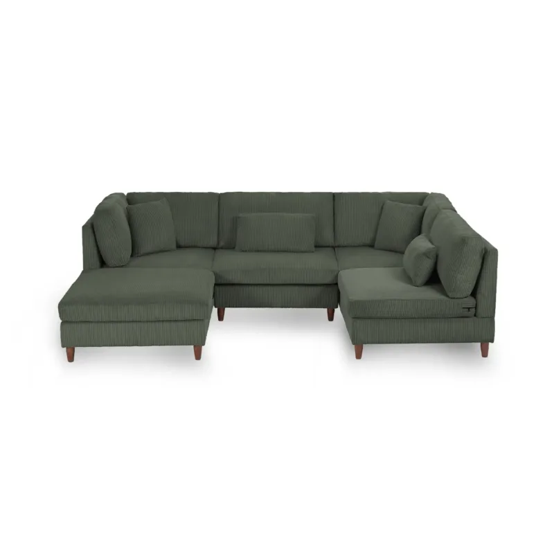 Renko 5-Piece U-Shape Corduroy Sectional Sofa
