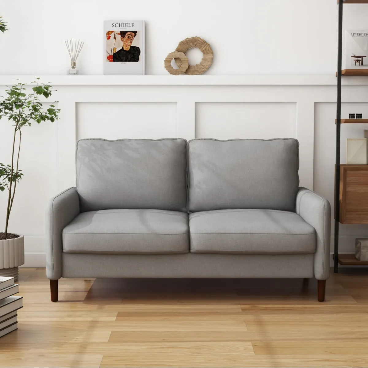 Zelmar 55.5" Modern Velvet Loveseat with Pillows - Image 2