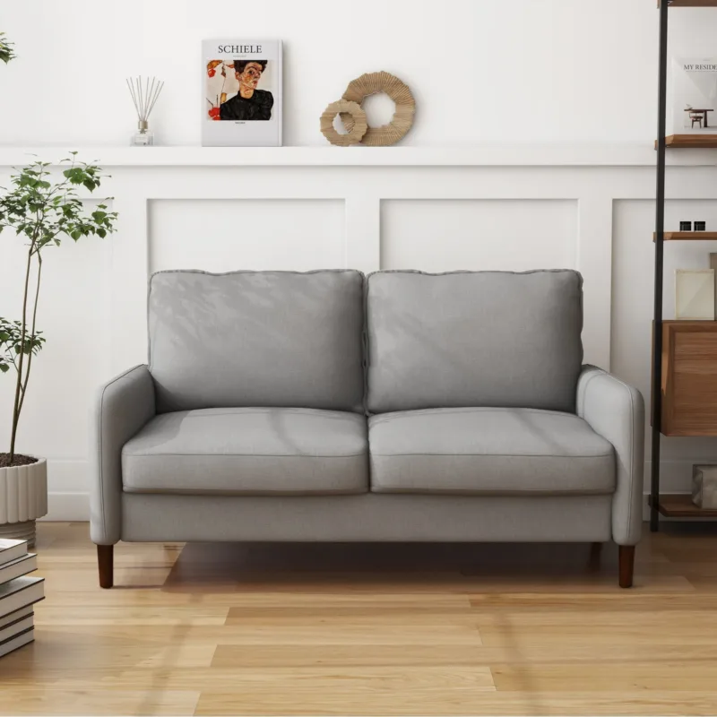 Zelmar 55.5" Modern Velvet Loveseat with Pillows - Image 2