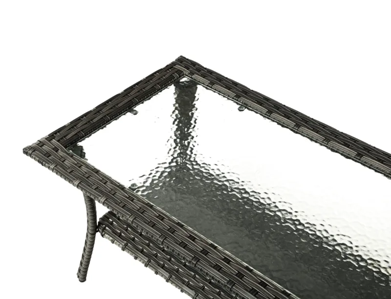 Outdoor Wicker Frame Table With Glass Top - Image 8