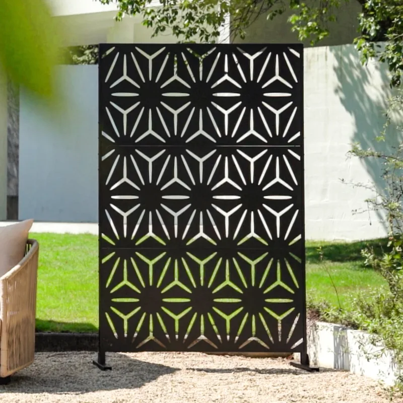 4 ft. W Stanaford Metal Privacy Screen Privacy Panel with Pattern - Image 2