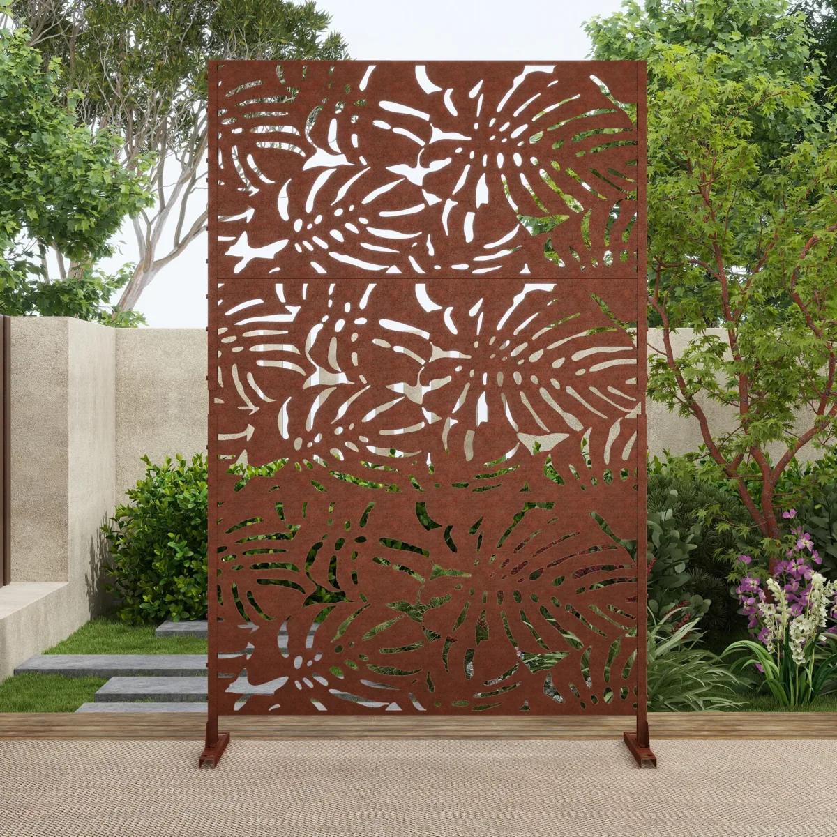 6 ft. H x 4 ft. W Stanaford Durable Metal Privacy Screen with Decorative Patterns - Image 3