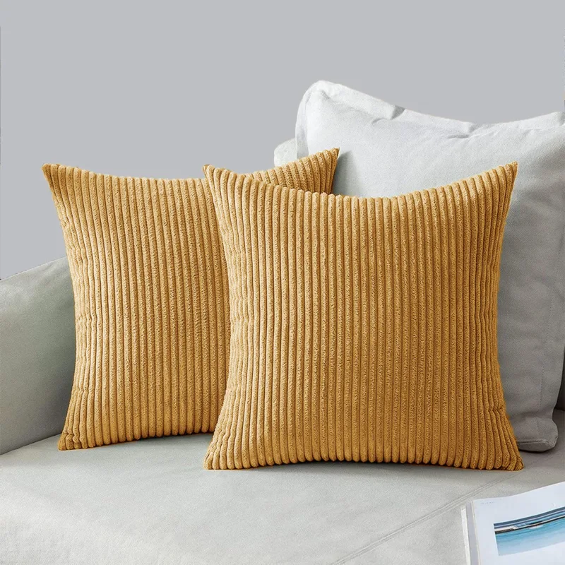 Striped Corduroy Throw Pillow For Couch (Set of 2) - Image 2