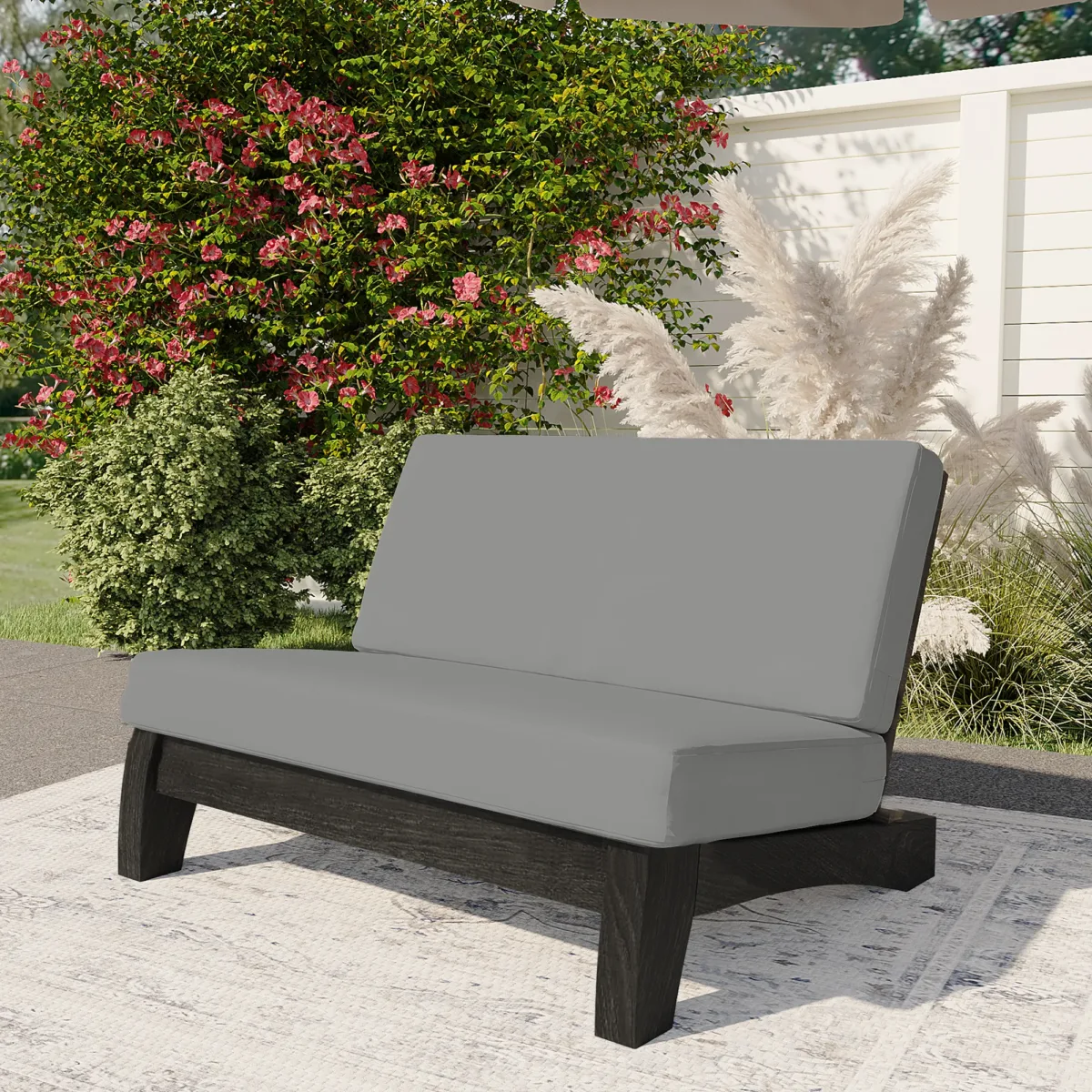 Elysian Modern Wooden Outdoor Armless Loveseat - Image 3