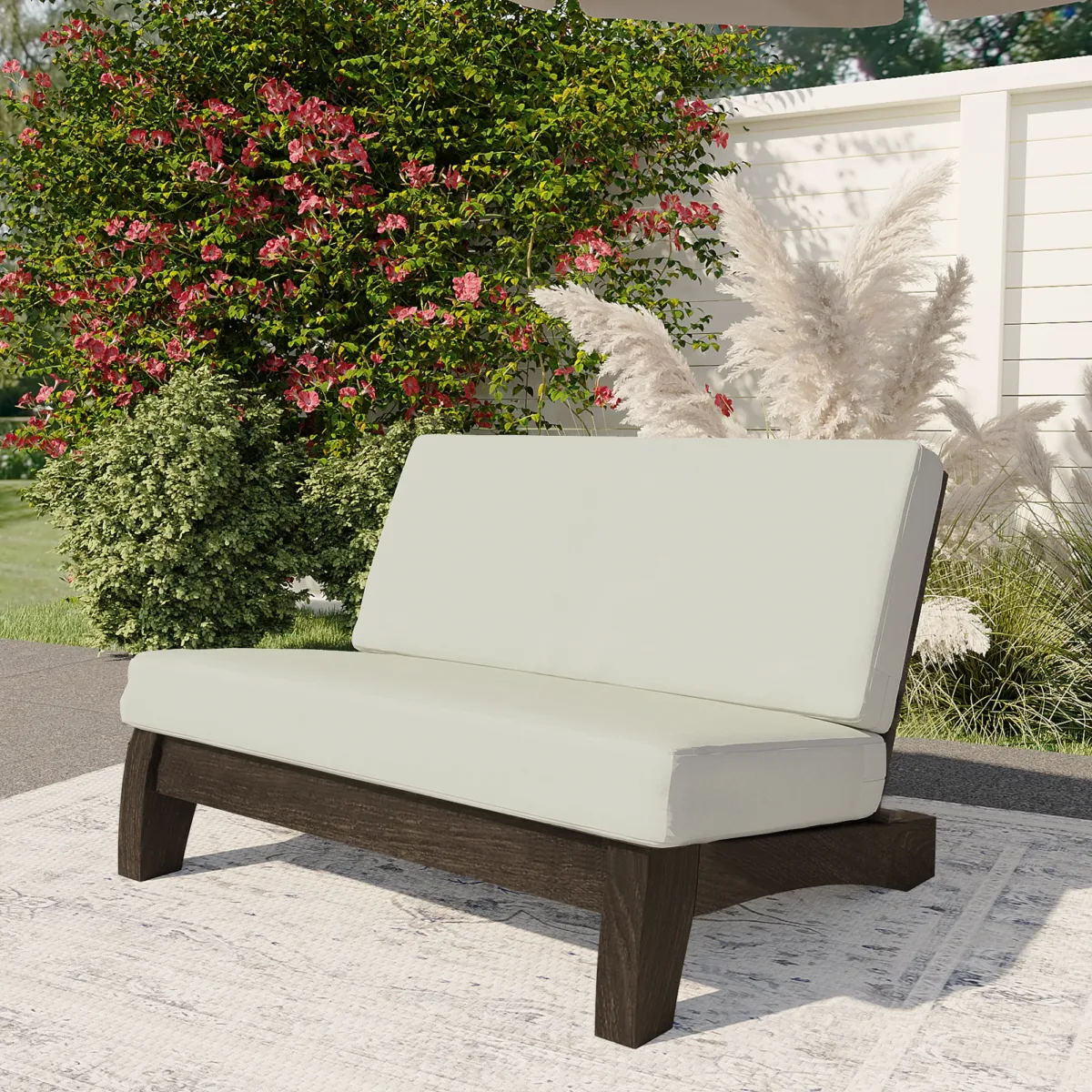 Elysian Modern Wooden Outdoor Armless Loveseat - Image 2