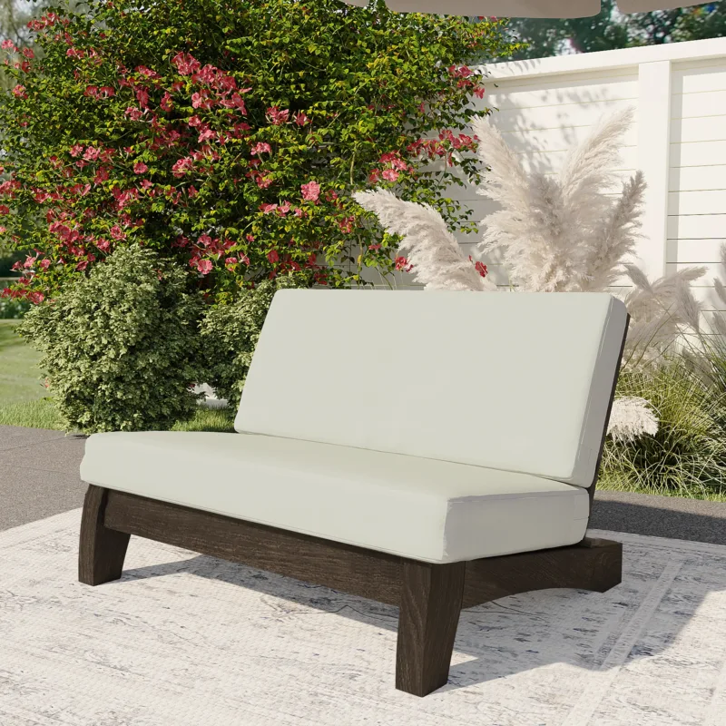 Elysian Modern Wooden Outdoor Armless Loveseat - Image 2