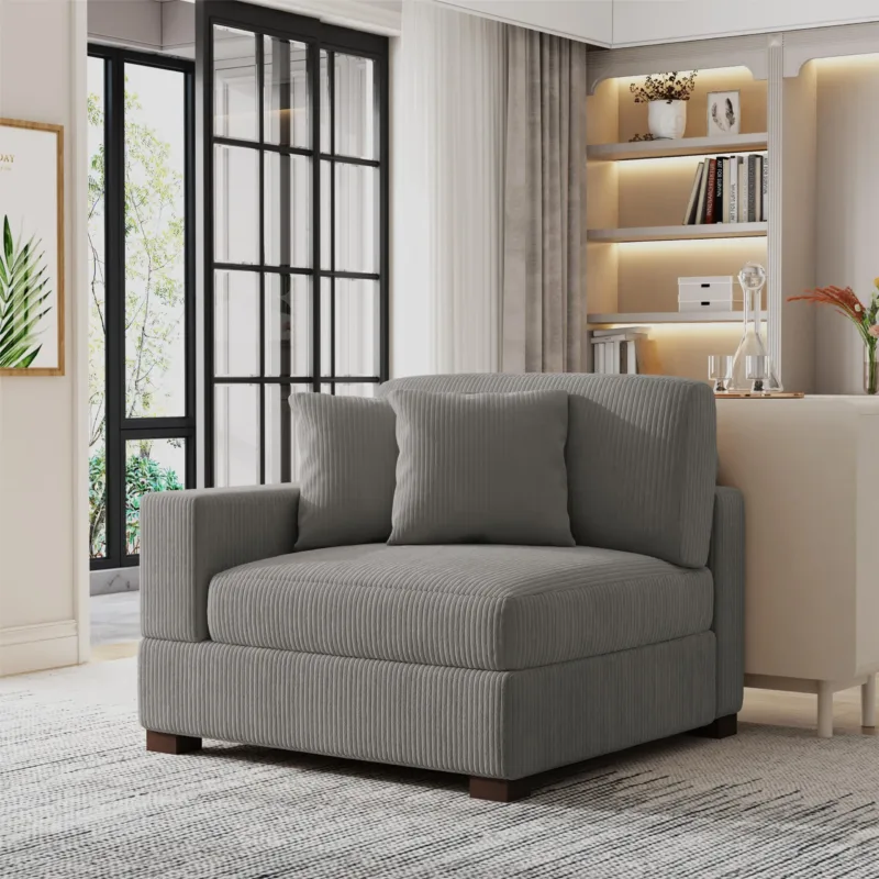 Phydra Right Arm Facing Modular Corduroy Accent Chair - Image 6