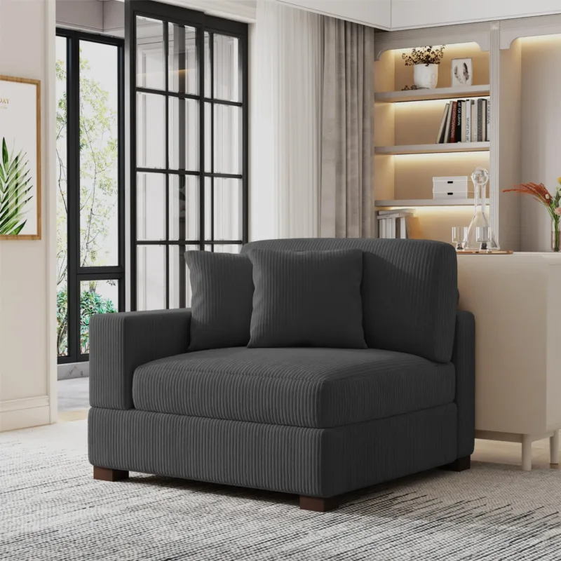 Phydra Right Arm Facing Modular Corduroy Accent Chair - Image 4