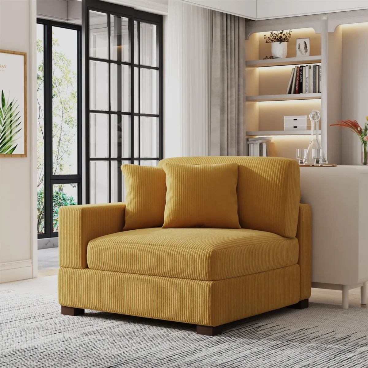 Phydra Right Arm Facing Modular Corduroy Accent Chair - Image 3