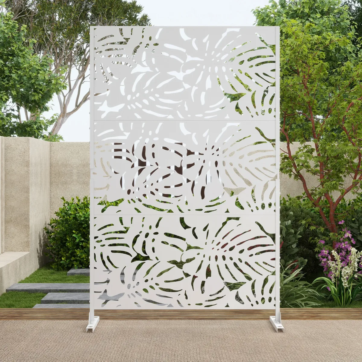 6 ft. H x 4 ft. W Stanaford Durable Metal Privacy Screen with Decorative Patterns - Image 5