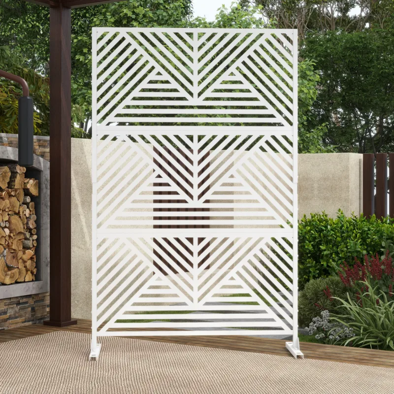 6 ft. H x 4 ft. W Stanaford Outdoor Metal Privacy Screen with Elegant Modern Design - Image 3