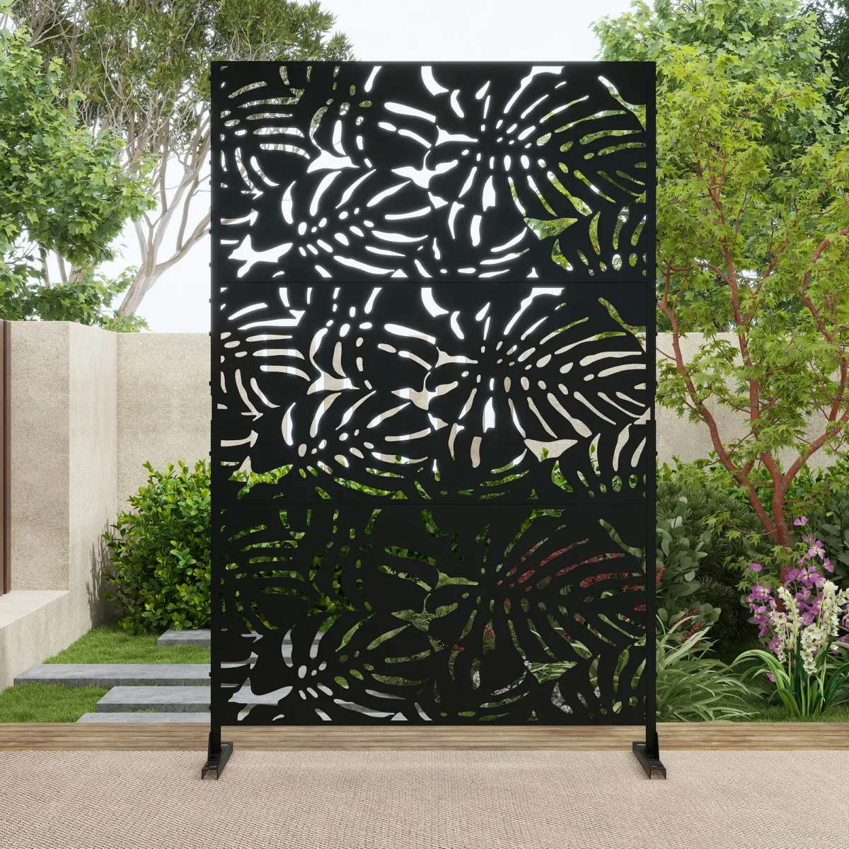 6 ft. H x 4 ft. W Stanaford Durable Metal Privacy Screen with Decorative Patterns - Image 4