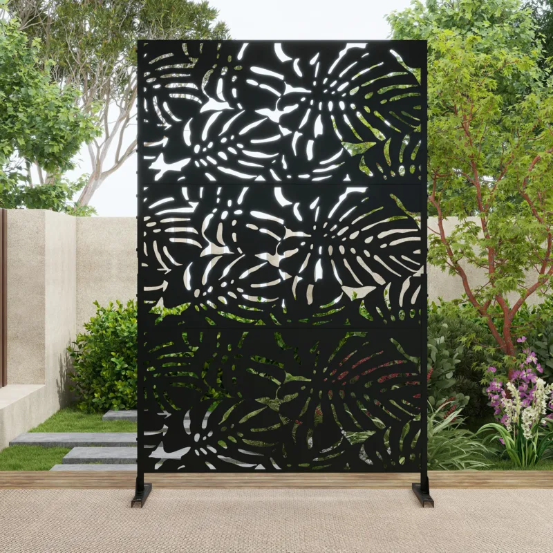 6 ft. H x 4 ft. W Stanaford Durable Metal Privacy Screen with Decorative Patterns - Image 4