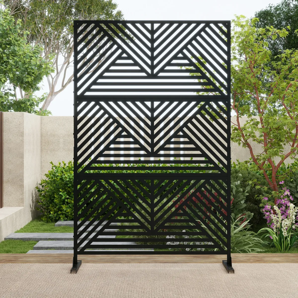 6 ft. H x 4 ft. W Stanaford Outdoor Metal Privacy Screen with Elegant Modern Design - Image 2