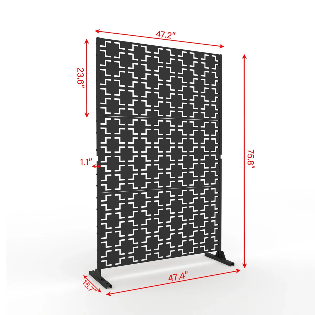 4 ft. W Stanaford Metal Privacy Screen Privacy Panel with Pattern - Image 2