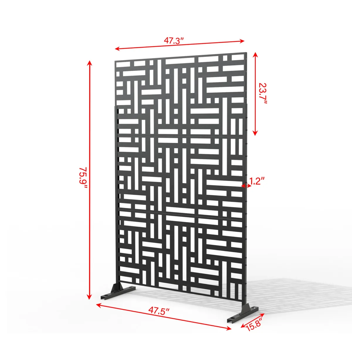 4 ft. W Stanaford Metal Privacy Screen Privacy Panel with Pattern - Image 2