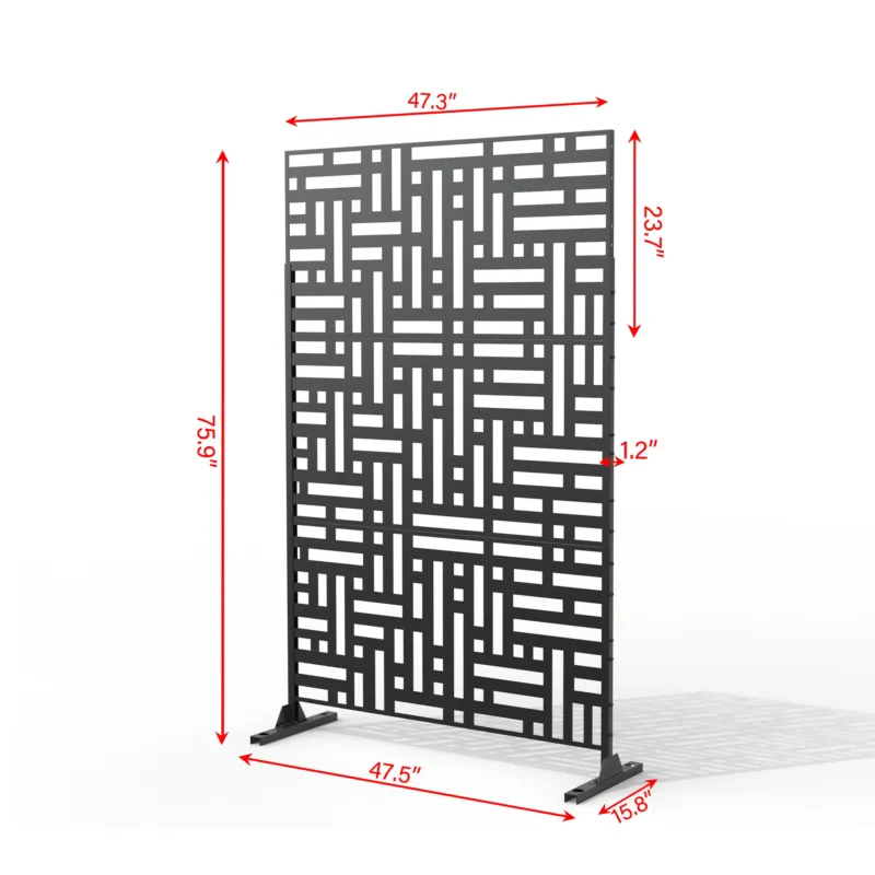 4 ft. W Stanaford Metal Privacy Screen Privacy Panel with Pattern - Image 2