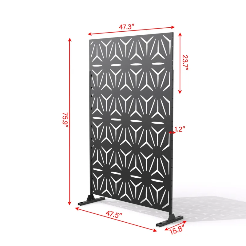 4 ft. W Stanaford Metal Privacy Screen Privacy Panel with Pattern - Image 2