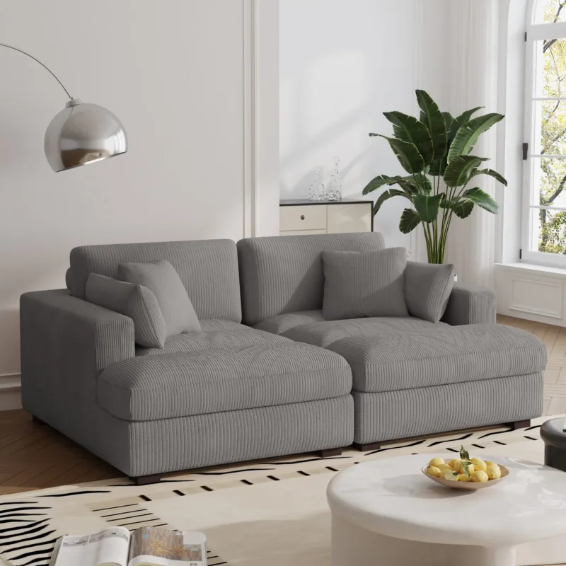 Sondera 82.6" Modular Corduroy Chaise Lounge Sofa - Image 5