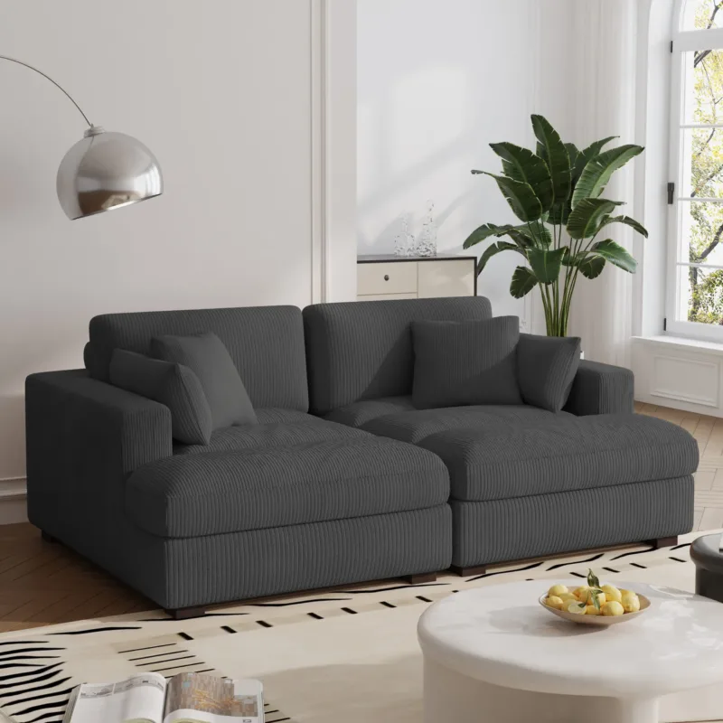 Sondera 82.6" Modular Corduroy Chaise Lounge Sofa - Image 7
