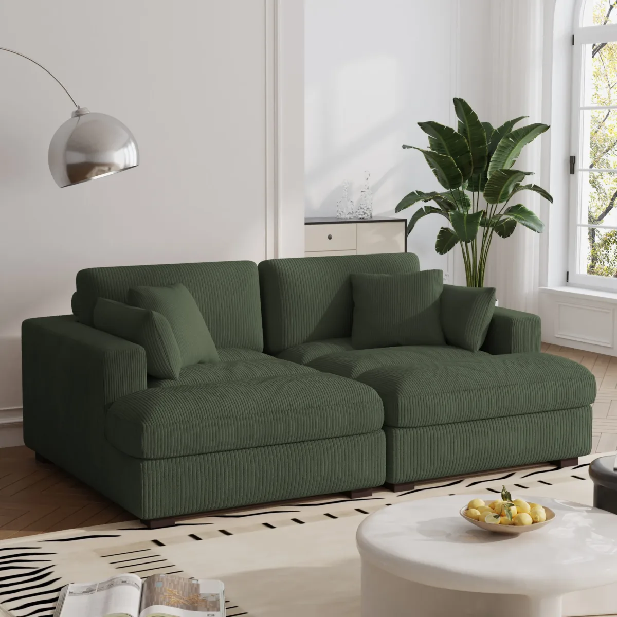 Sondera 82.6" Modular Corduroy Chaise Lounge Sofa - Image 6