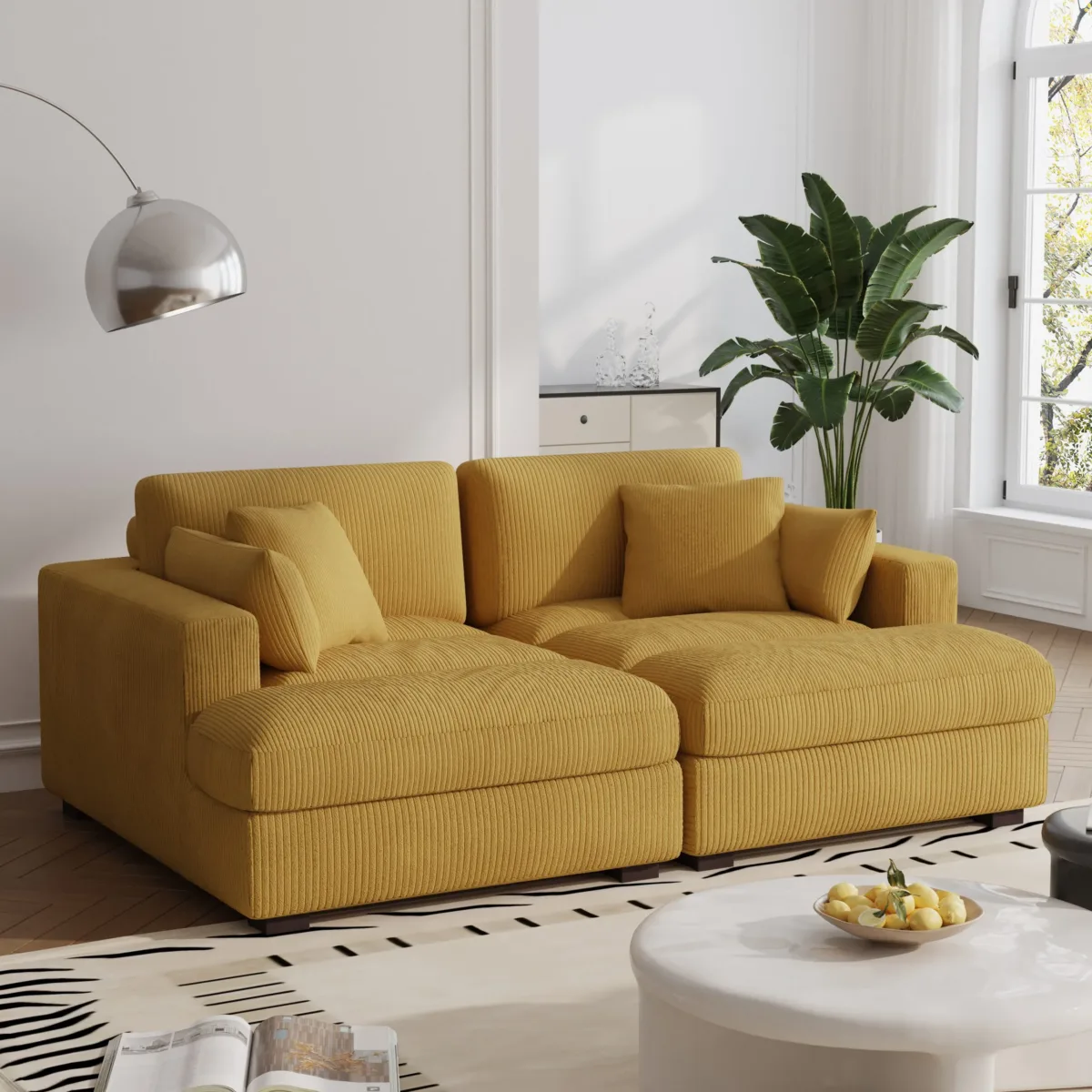 Sondera 82.6" Modular Corduroy Chaise Lounge Sofa - Image 4