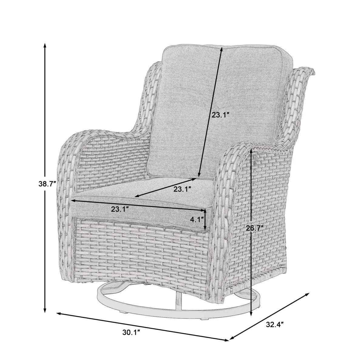 Outdoor Avalise Rocker Metal Chair with Cushions - Image 2
