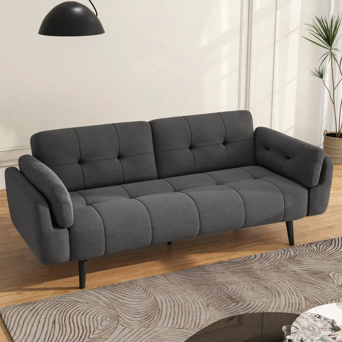 Brann 74.9" Flared Arm Convertible Sleeper Sofa - Image 2