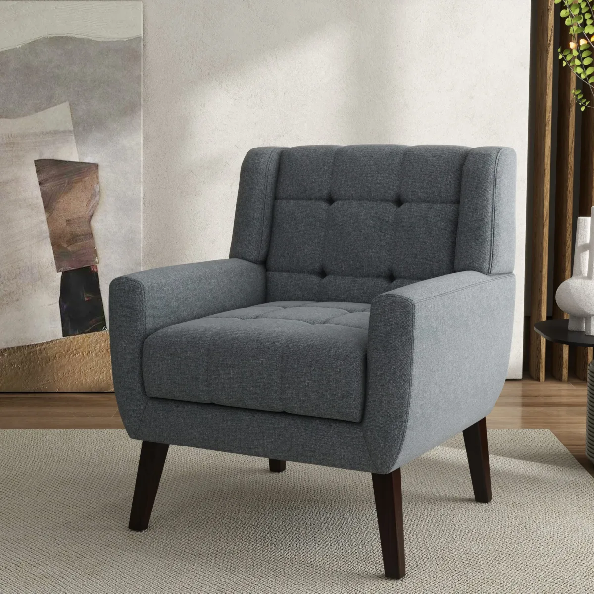 Lexeron Mid Century Modern Tufted Accent Chair - Image 3