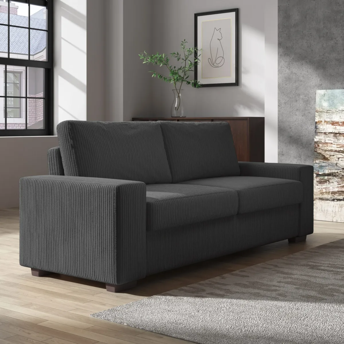 Varek 79.8" Corduroy Upholstered Sofa - Image 4