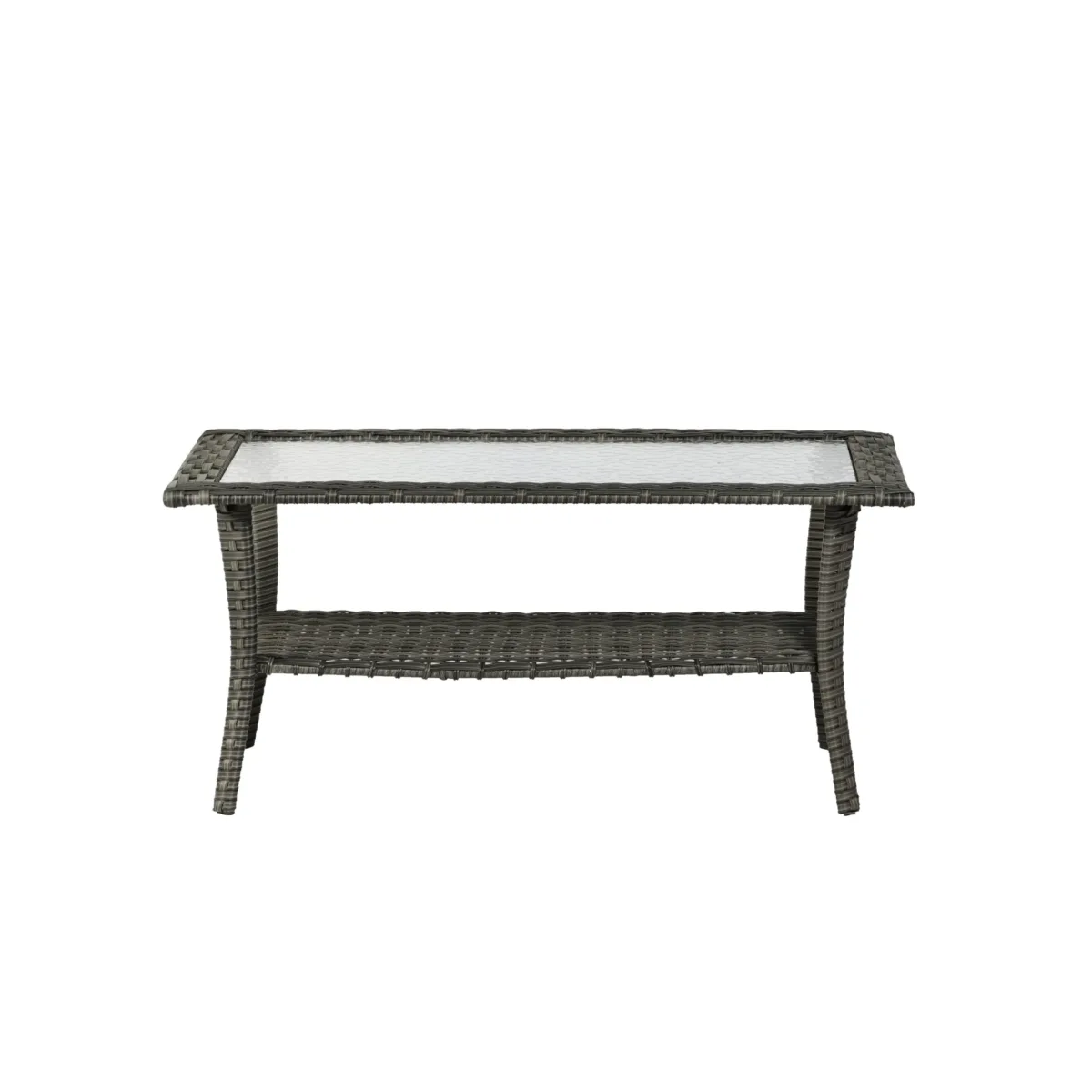 Outdoor Wicker Frame Table With Glass Top - Image 6