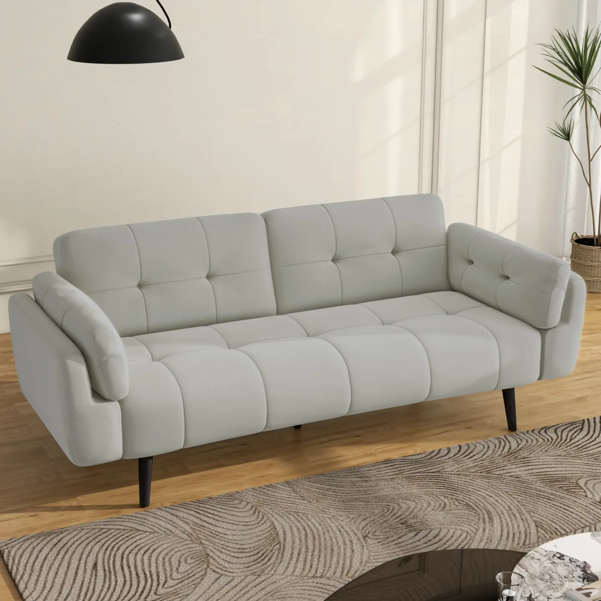 Brann 74.9" Flared Arm Convertible Sleeper Sofa - Image 4