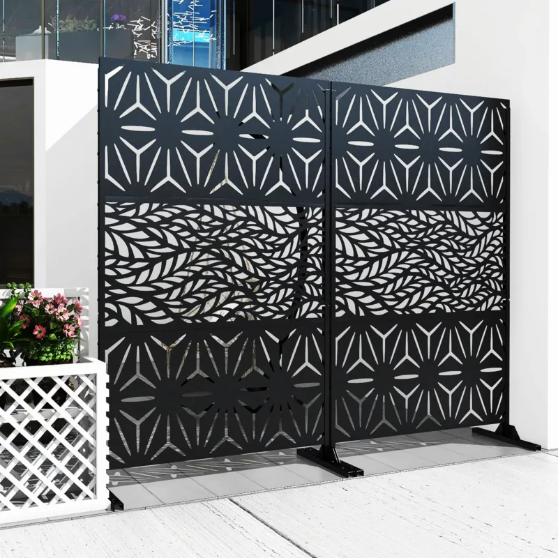 4 ft. W Stanaford Metal Privacy Screen Privacy Panel with Pattern - Image 3