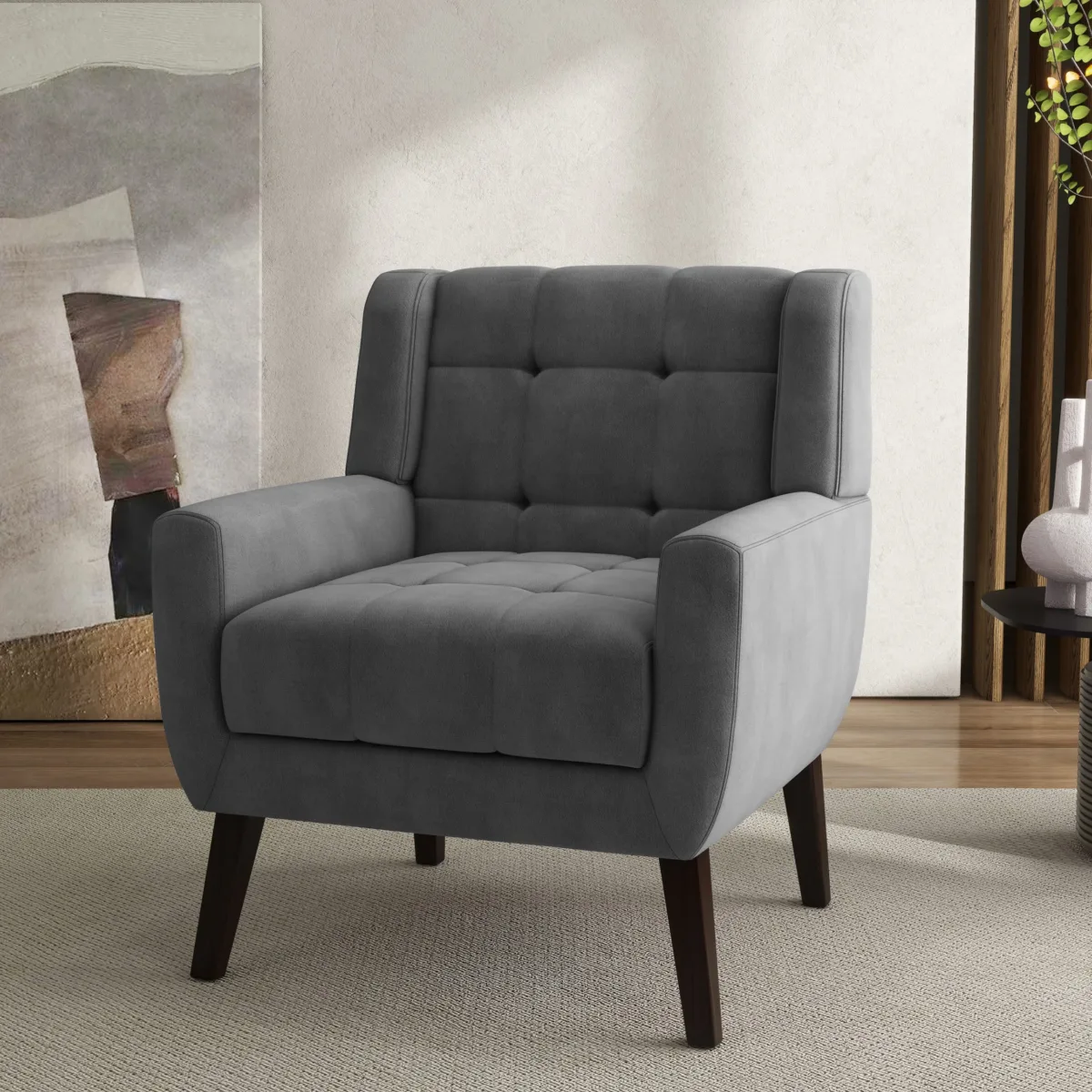 Lexeron Mid Century Modern Tufted Accent Chair - Image 12