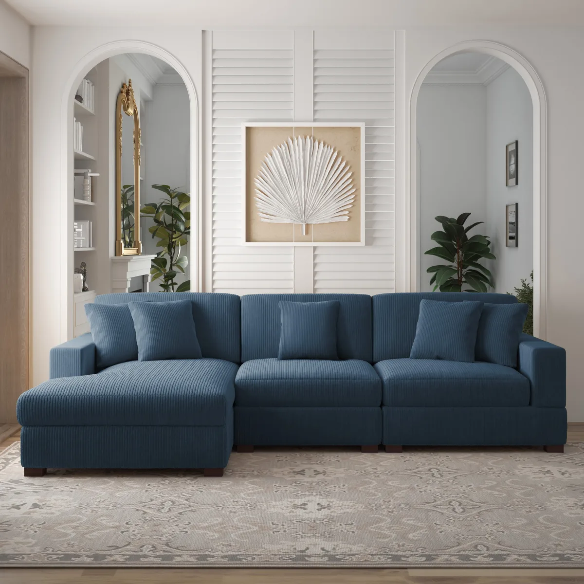Phydra 3-Piece L-Shape Cordurey Sectional Sofa - Image 9